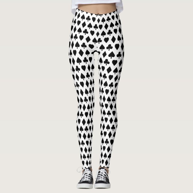 Poker Suits Pattern CUSTOM BACKGROUND COLOR Leggings (Front)
