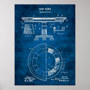 Poker Table Brevet Design Décor Poster n° 1