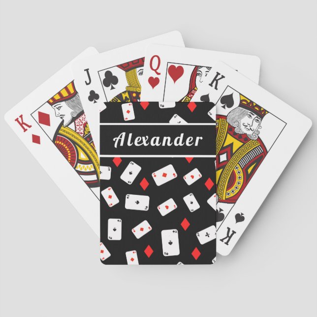 Poker Theme Playing Cards Diamonds His Name Black  (Back)