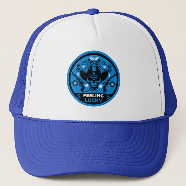 Poker Themed Lucky Trucker Hat (Front)