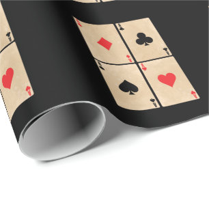 Poker tickets Aesser Karo Herz Pik Kreuz Wrapping Paper