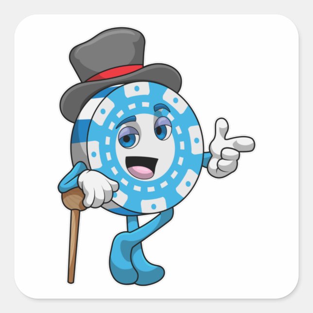 Poker with Poker chips Square Sticker (Front)