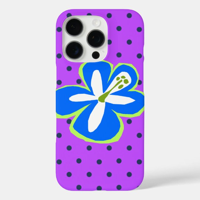 Pokii Hawaiian Cut Out Hibiscus Polka Dot Violet Case-Mate iPhone Case (Back)