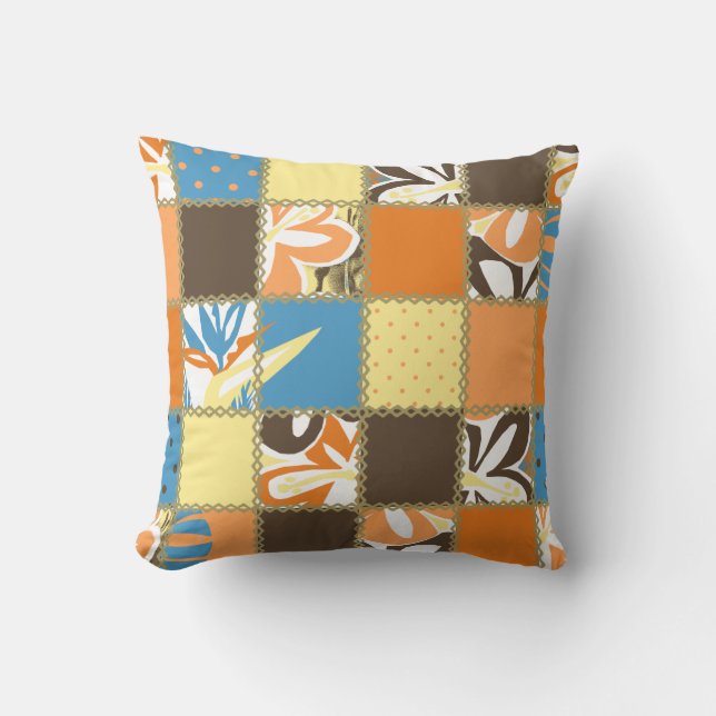 Pokii Hawaiian Patchwork Reversible Square Pillows (Front)