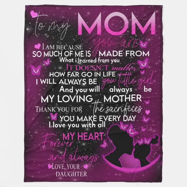 Polaire à ma mère couverture de fille, couverture pour mam (Devant)