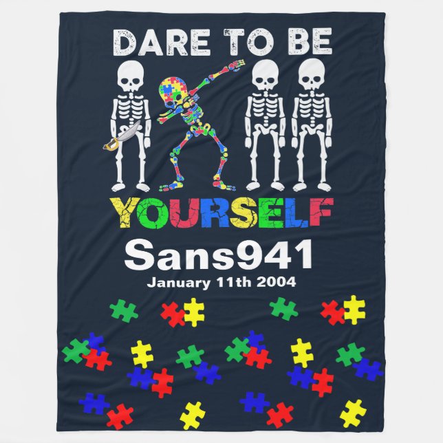 Polaire Ajouter Votre Texte - Autisme - Couverture En Tois (Devant)