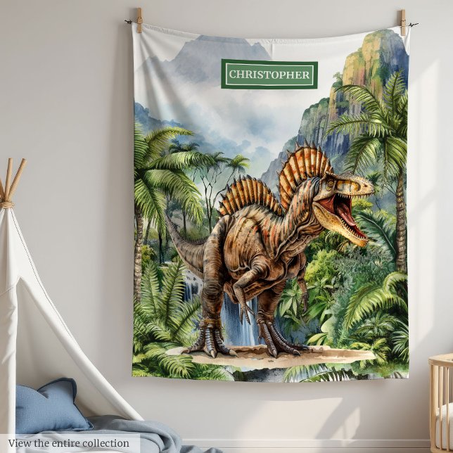 Polaire Antique Dinosaur Couverture Personnalisée Garçons  (Antique Dinosaur Personalized Blanket for Boys Gift)