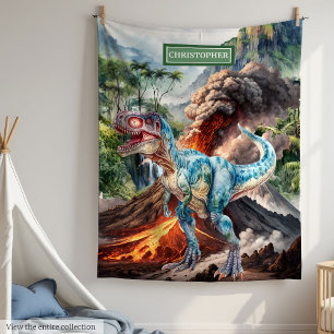 Polaire Aquarelle Dinosaure Nom personnalisé Couverture po