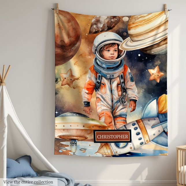 Polaire Astronaut planètes de couverture spatiale Galaxy M (Personalized Astronaut Blanket Space Planets Boys Gift)
