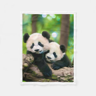 Polaire Bébés pandas mignons jouant sur couverture en lain