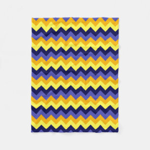 Polaire Bleu Jaune Or Chevrons Petite couverture en polair