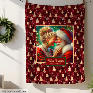 Polaire Cosy couverture de Noël Bourgogne Gold Décor