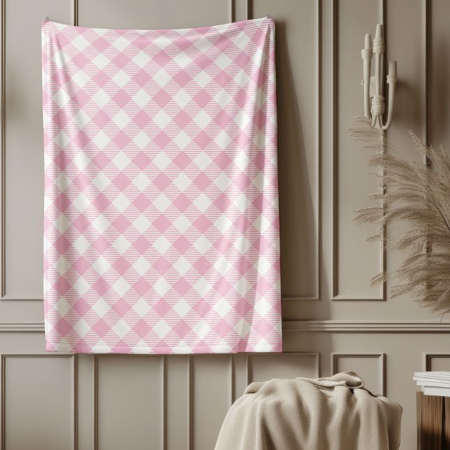 Polaire Couverture À damiers rose classique Confort quotid (Classic Pink Checkered Blanket Everyday Comfort)