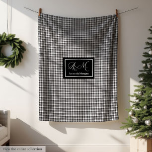 Polaire Couverture à plaid buffalo noir et blanc avec mono