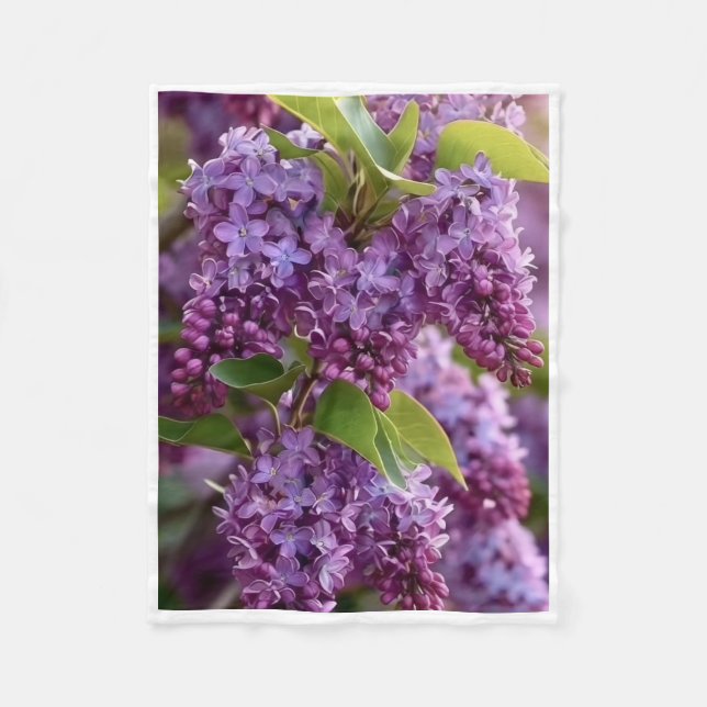 Polaire Couverture ADOM Fleurs de Lilas Violet (Devant)