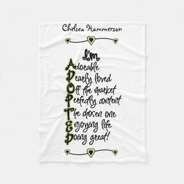 Polaire Couverture adoptée verte et noire d'ouatine (Devant)