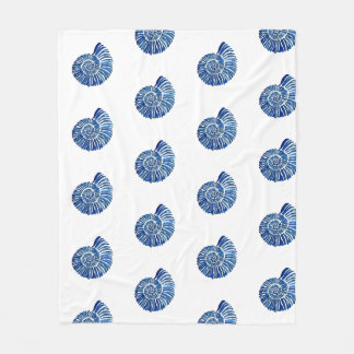 Polaire Couverture Ammonite Aquarelle Bleue - Côtière