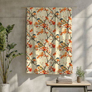 Polaire Couverture automnale avec oiseaux et Fleurs sauvag