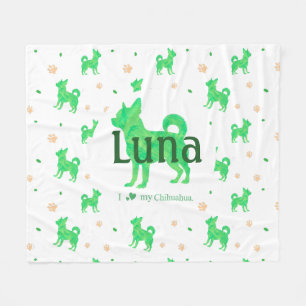 Polaire Couverture avec silhouette de chihuahua vert paste