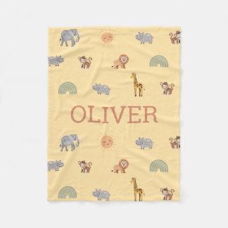 Polaire Couverture bébé personnalisée Safari Animal avec n