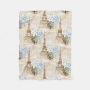 Polaire Couverture bleue vintage d'ouatine d'hortensia de