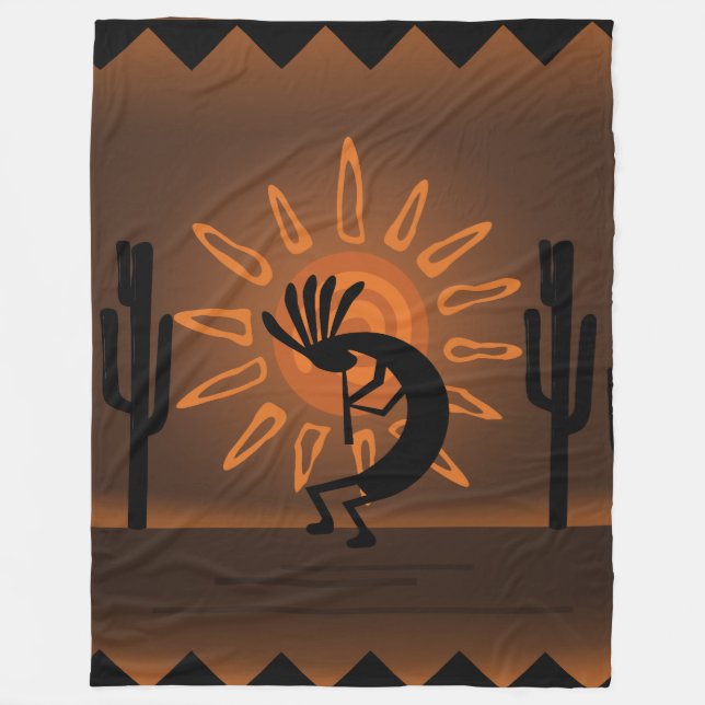 Polaire Couverture Brown Sun Rustic Sud-Ouest Kokopelli (Devant)