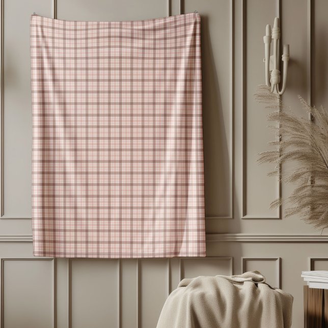 Polaire Couverture confortable Rose Gold Plaid pour un con (Cozy Rose Gold Plaid Blanket for Elegant Comfort)
