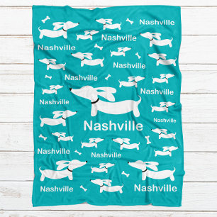 Polaire Couverture Dachshund turquoise sur mesure pour chi