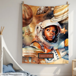 Polaire Couverture d'astronaute pour les garçons noirs Cad