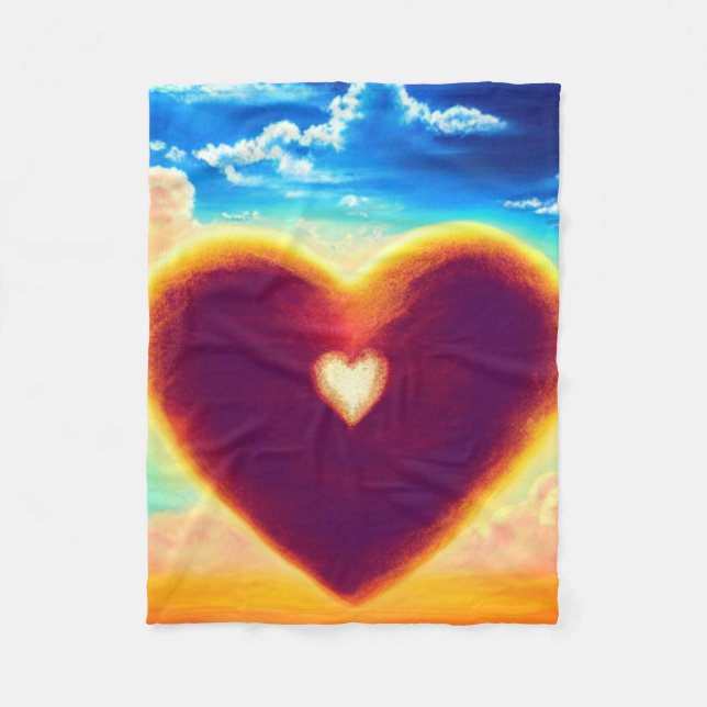 Polaire Couverture de coeur rose et violet (Devant)