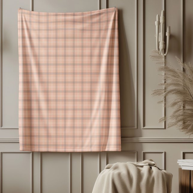 Polaire Couverture de contrôle classique en gris de corail (Classic Coral Grey Check Blanket for Cozy Vibes)