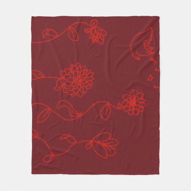 Polaire Couverture de fleurs rouges (Devant)
