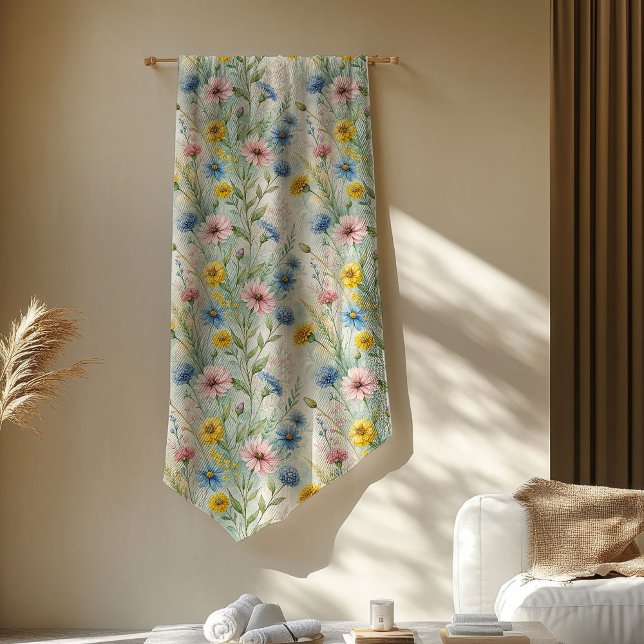 Polaire Couverture de fleurs sauvages inspirées par Boho d (Boho-Inspired Wild Flowers Blanket in Soft Hues)