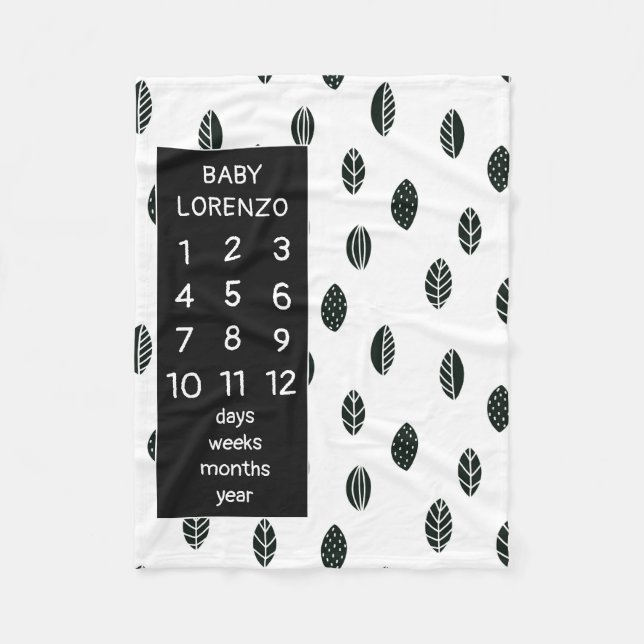 Polaire Couverture de jalon Feuille moderne pour bébé (Devant)