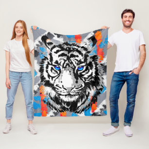 Polaire Couverture de la flotte de tigre réaliste - Tête d