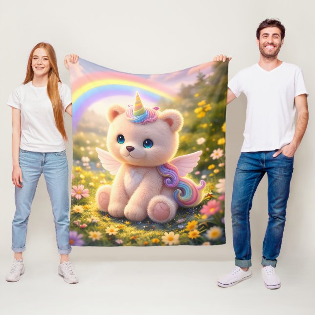 Polaire Couverture de luxe licorne ours en peluche (En situation)