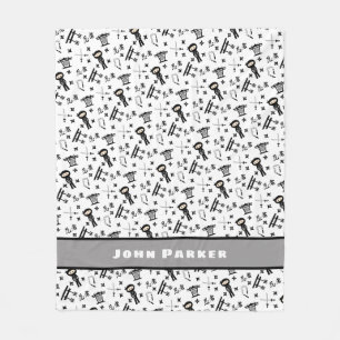 Polaire Couverture de motif de Ninja avec le nom, gris