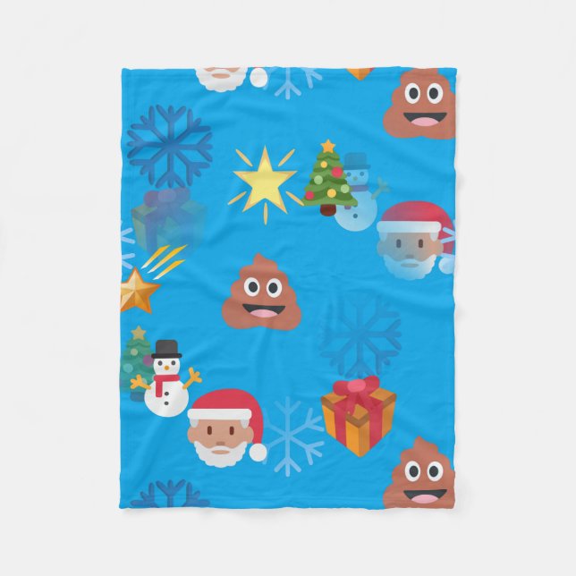 Polaire couverture de noël emoji poop (Devant)