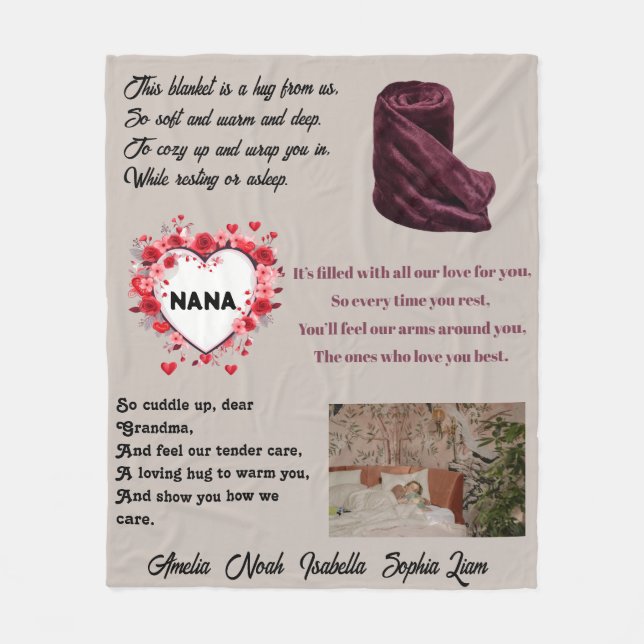 Polaire Couverture de poème câlin de Nana : (Devant)