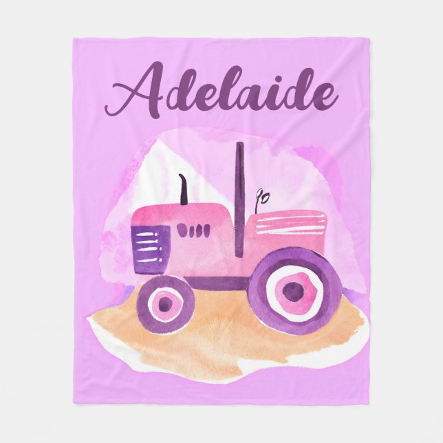 Polaire Couverture de tracteur rose et violet personnalisé (Devant)