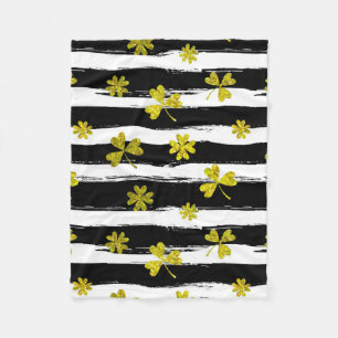 Polaire Couverture de trèfle blanc noir st patrick