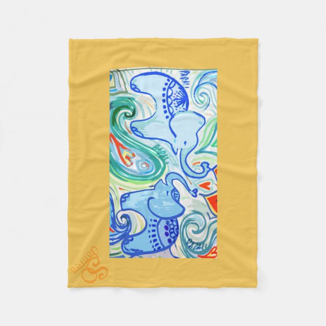 Polaire Couverture d'éléphant d'Asie de maman et de bébé (Devant)