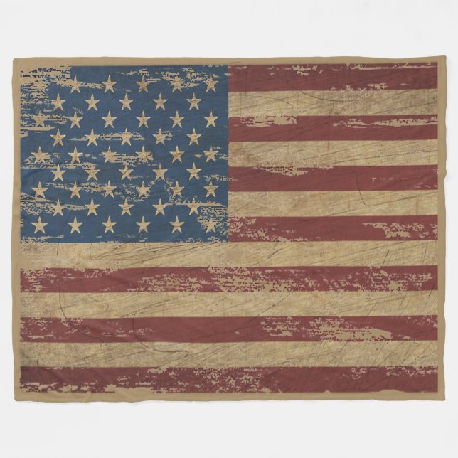 Polaire Couverture d'ouatine de drapeau des USA affligée (Devant (Horizontal))