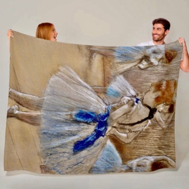 Polaire Couverture Douillette Degas Danseuse au Ruban Bleu (Fleece  blanket - soft and colourful available  in 3 different sizes.)