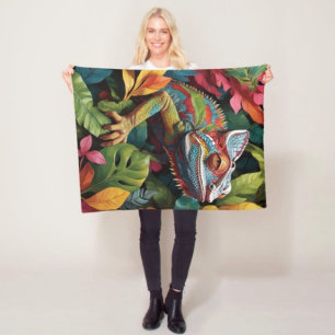 Polaire Couverture en fleece à motif Lézard Feuilles & Cou