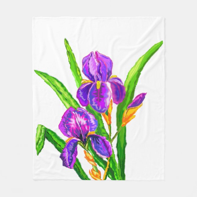 Polaire Couverture en fleur Iris en fleur Irises Couleurs  (Devant)