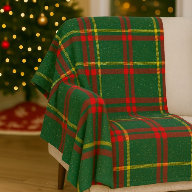 Polaire Couverture en laiton rouge vert de Noël classique (Classic Christmas red and green tartan fleece blanket )