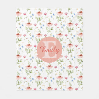 Polaire Couverture en molleton à monogramme floral pour fi