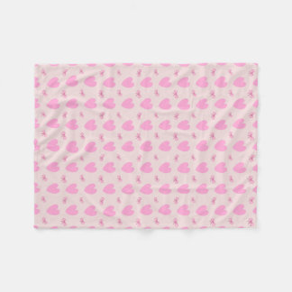 Polaire Couverture en molleton à motif de coeurs roses et