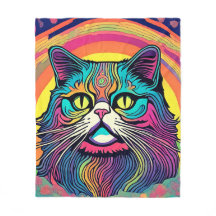 Couverture en molleton Chat Zen Moderne